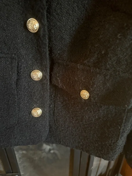 Universal Thread Black Bouclé Gold Metal Lady Button-Front Jacket Size S - Picture 5 of 9